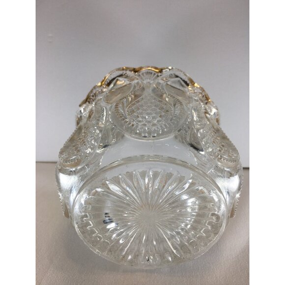 Vtg Pressed Glass Bowl Loops & Drops Pattern Art Deco Scalloped Rim 4.5 Tall - Picture 6 of 7